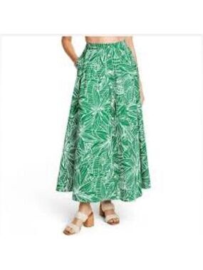 Tabitha Green For Target Botanical Maxi Skirt in Green / White Tropical Print XS